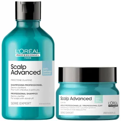 L'oreal Professionnel Serié Expert Scalp Advanced Anti-dandruff Shampoo And Mask Routine For Oily Dandruff Hair In White