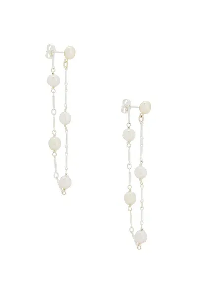 Loren Stewart Pearl Chain Earring In Sterling Silver