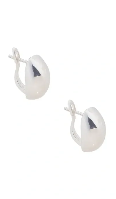 Loren Stewart Puff Huggie Earrings In Metallic Silver