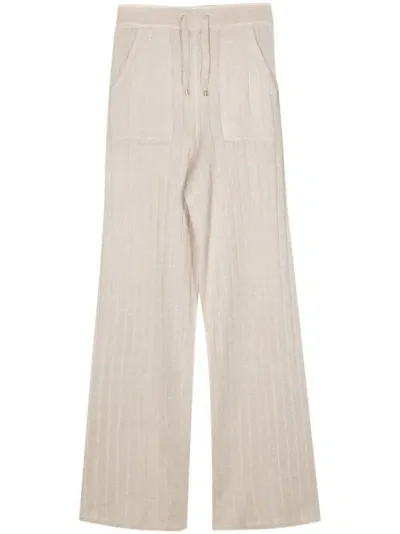 Lorena Antoniazzi Wide-ribbed Knitted Trousers In Neutrals