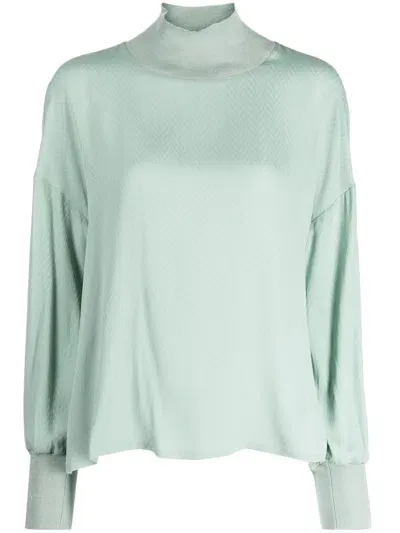 Lorena Antoniazzi High-neck Wide-sleeves Jumper In Green