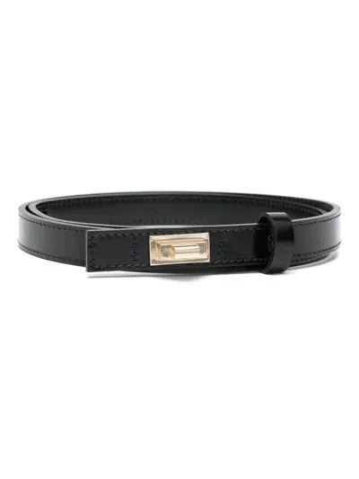 Lorena Antoniazzi Reversible Leather Belt In Black