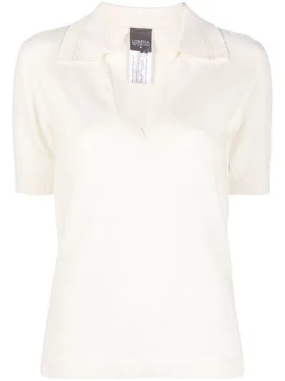 Lorena Antoniazzi Short-sleeve Knitted Polo Shirt In Neutrals