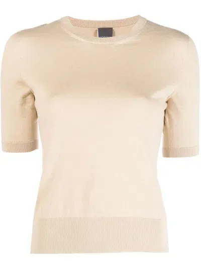 Lorena Antoniazzi Short-sleeved Knitted Top In Nude