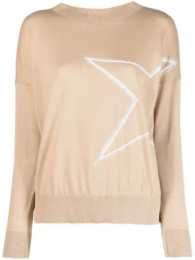 Lorena Antoniazzi Star-appliqué Boat-neck Jumper In Braun