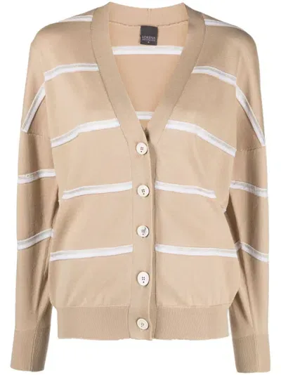 Lorena Antoniazzi Striped Knitted Cardigan In Neutrals