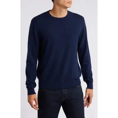 Lorenzo Uomo Merino Wool & Cashmere Crewneck Sweater In Midnight