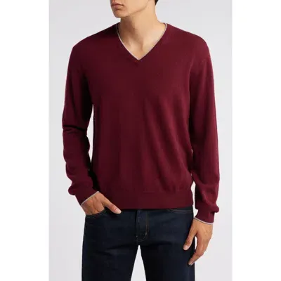 Lorenzo Uomo Tipped Merino Wool Sweater In Bordeaux