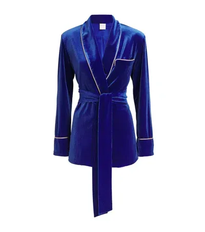 Loretta Caponi Velvet Nora Jacket In Blue