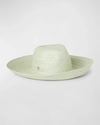 Loro Piana Akemi Straw Fedora In Soft Turquoise