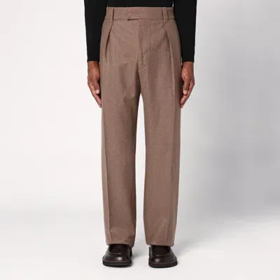 Loro Piana Reinga Straight-leg Pleated Wool And Cashmere-blend Flannel Trousers In Brown