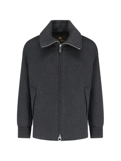 Loro Piana Cashmere Bomber Jacket In Gray