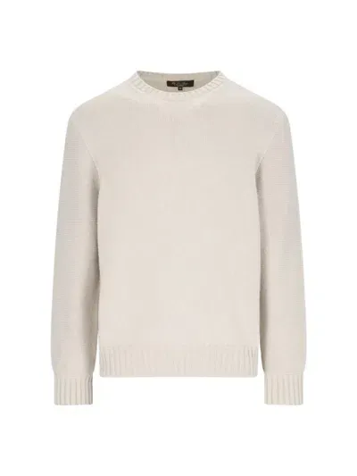 Loro Piana Cashmere Crew Neck Sweater In Cream