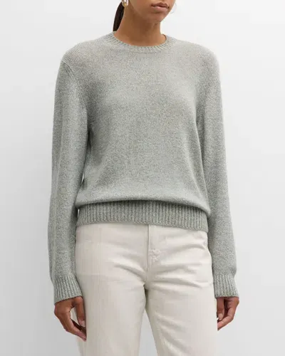 Loro Piana Cellio Cashmere Crewneck Sweater In J1rz White Snowstar