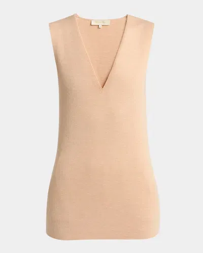 Loro Piana Cocooning Delicate Cashmere-silk Tank Top In D0pc Papaya Whip