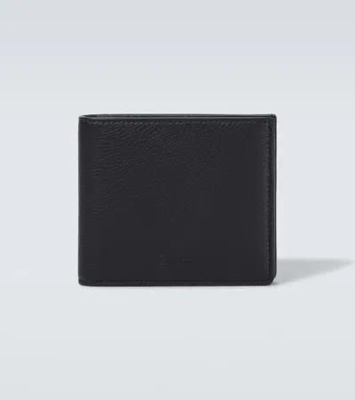 Loro Piana Logo-debossed Full-grain Leather Billfold Wallet In Black