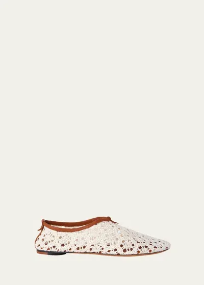 Loro Piana Floaty Macrame Ballerina Flats In Whisper White