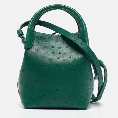 Pre-owned Loro Piana Green Ostrich Micro Bale Bag