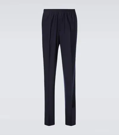 Loro Piana Jan Wool And Cashmere Straight Pants In Blue