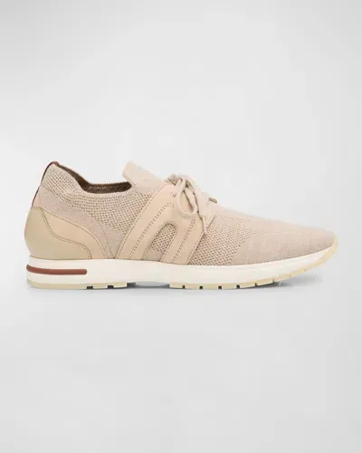 Loro Piana Knit Lace-up Runner Sneakers In Lotus Root