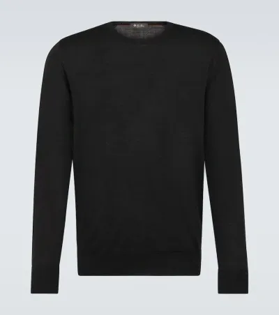 Loro Piana Knitted Virgin Wool Top In Black