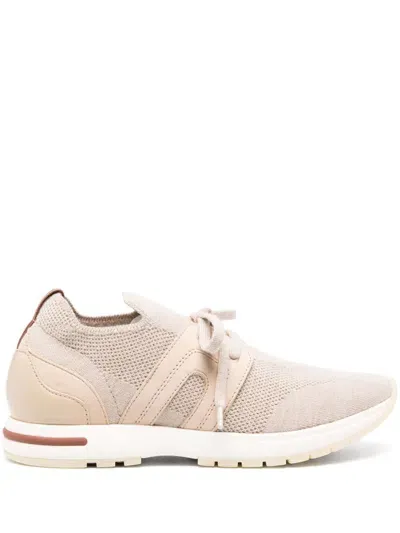 Loro Piana Lace-up Sock-ankle Sneakers In Neutrals