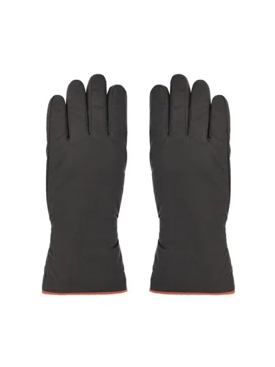 Loro Piana Logo Embroidered Panelled Gloves In Grey