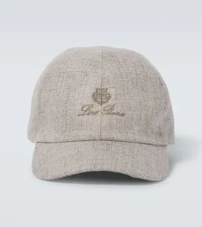 Loro Piana Logo-embroidered Linen Baseball Cap In Gray