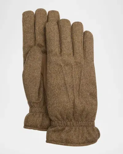 Loro Piana Men's Ashford Cashmere And Suede Gloves In Tundra Melange