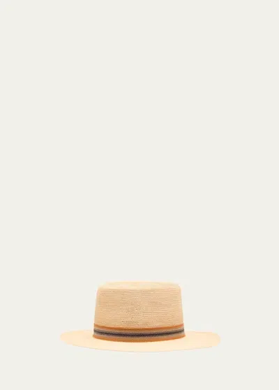 Loro Piana Naoki Webbing-trimmed Straw Hat In A0eq Renkon Beige