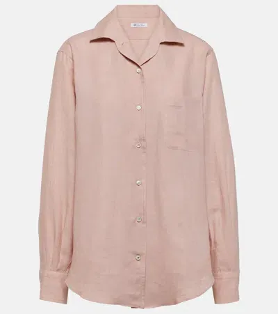 Loro Piana Neo André Linen Shirt In Pink