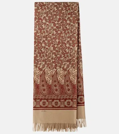 Loro Piana Paisley Cashmere Scarf In Brown