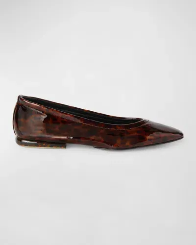 Loro Piana Primula Animal-print Patent Ballerina Flats In Multicolor