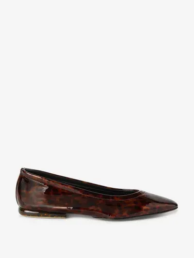 Loro Piana Primula Animal-print Patent Ballerina Flats In Brown