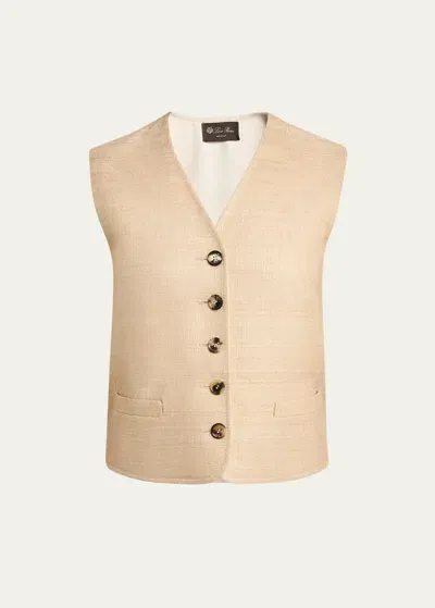 Loro Piana Rob Raw Tussah Silk Vest In A0he Toasted Sesame