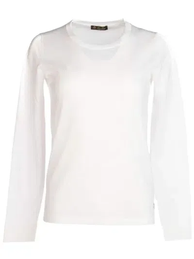 Loro Piana Round Neck Cashmere Jumper In White