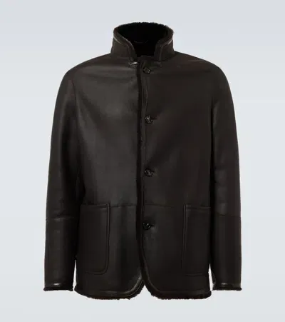 Loro Piana Shearling-lined Leather Jacket In Ebony Melange