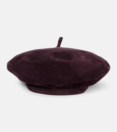 Loro Piana Suede Beret In Red