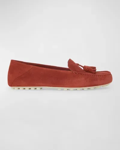 Loro Piana Suede Tassel Moccasin Loafers In Cinnamon Bark