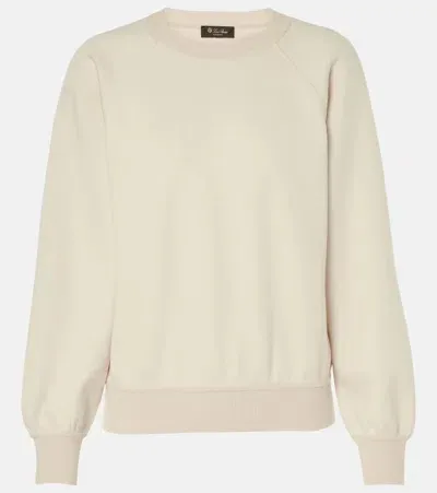 Loro Piana Viera Cotton, Silk, And Cashmere Sweatshirt In White