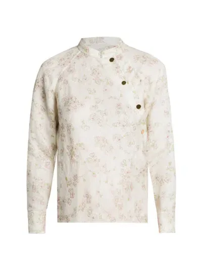 Loro Piana Klara Cherry Blossom Linen Blouse