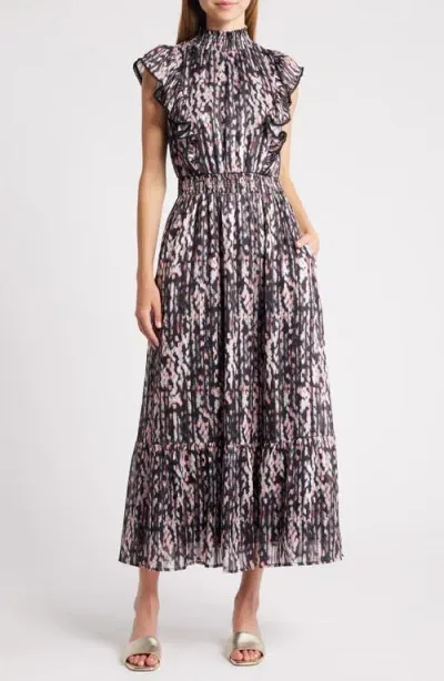 Lost + Wander Womens Printed Tea Length Maxi Dress In Purple