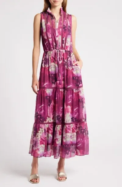 Lost + Wander Flower Power Sleeveless Maxi Dress In Purple Floral Multi