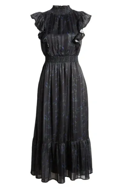 Lost + Wander Love Story Ruffle Maxi Dress In Black Lavender