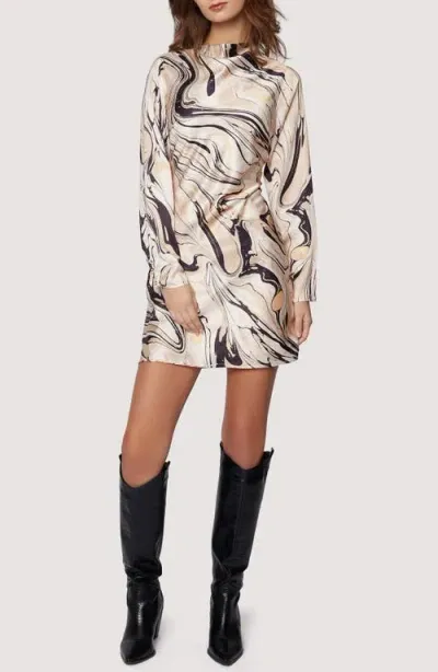 Lost + Wander Opulence Long Sleeve Minidress In Cream Multi