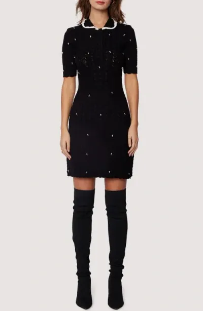 Lost + Wander Perla Imitation Pearl Minidress In Black