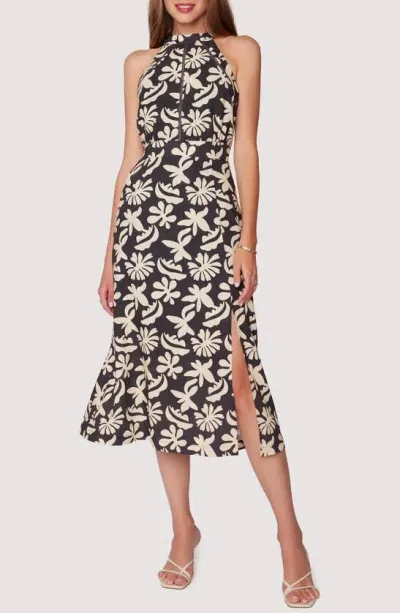 Lost + Wander Tropic Flair Midi Dress In Black Cream