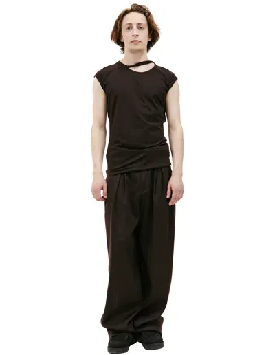 Louis Gabriel Nouchi Brown T-shirt With Asymmetrical Opening