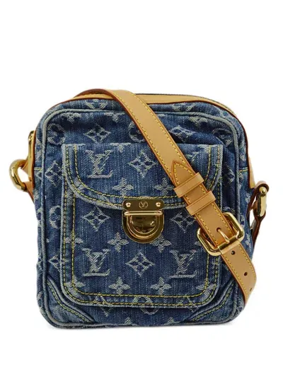 Pre-owned Louis Vuitton 2007 Monogram Jacquard Denim Crossbody Bag In Blue