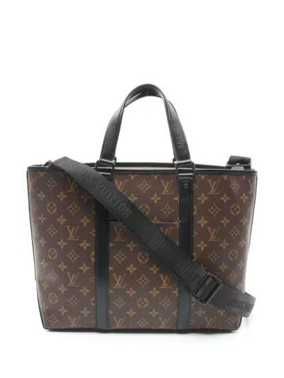 Pre-owned Louis Vuitton 2021 Weekend Tote Pm Monogram Macassar Handbag In Braun